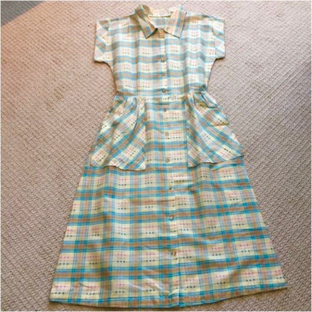 Vintage 1950s Atomic Plaid shirtdress